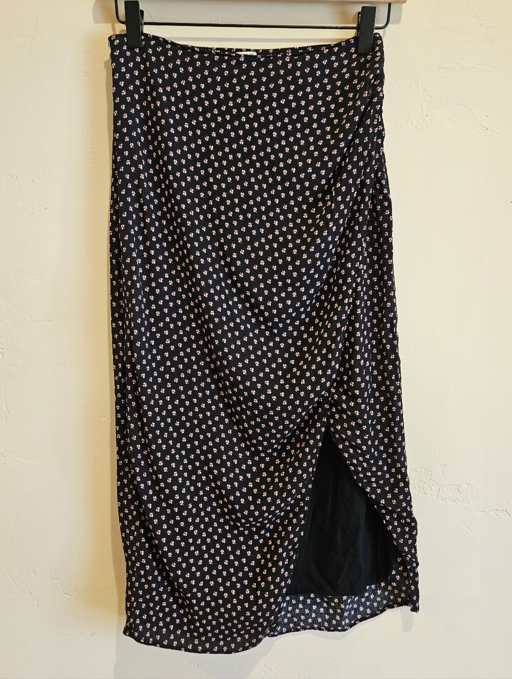 Abercrombie & Fitch Navy Midi Skirt with Floral Print